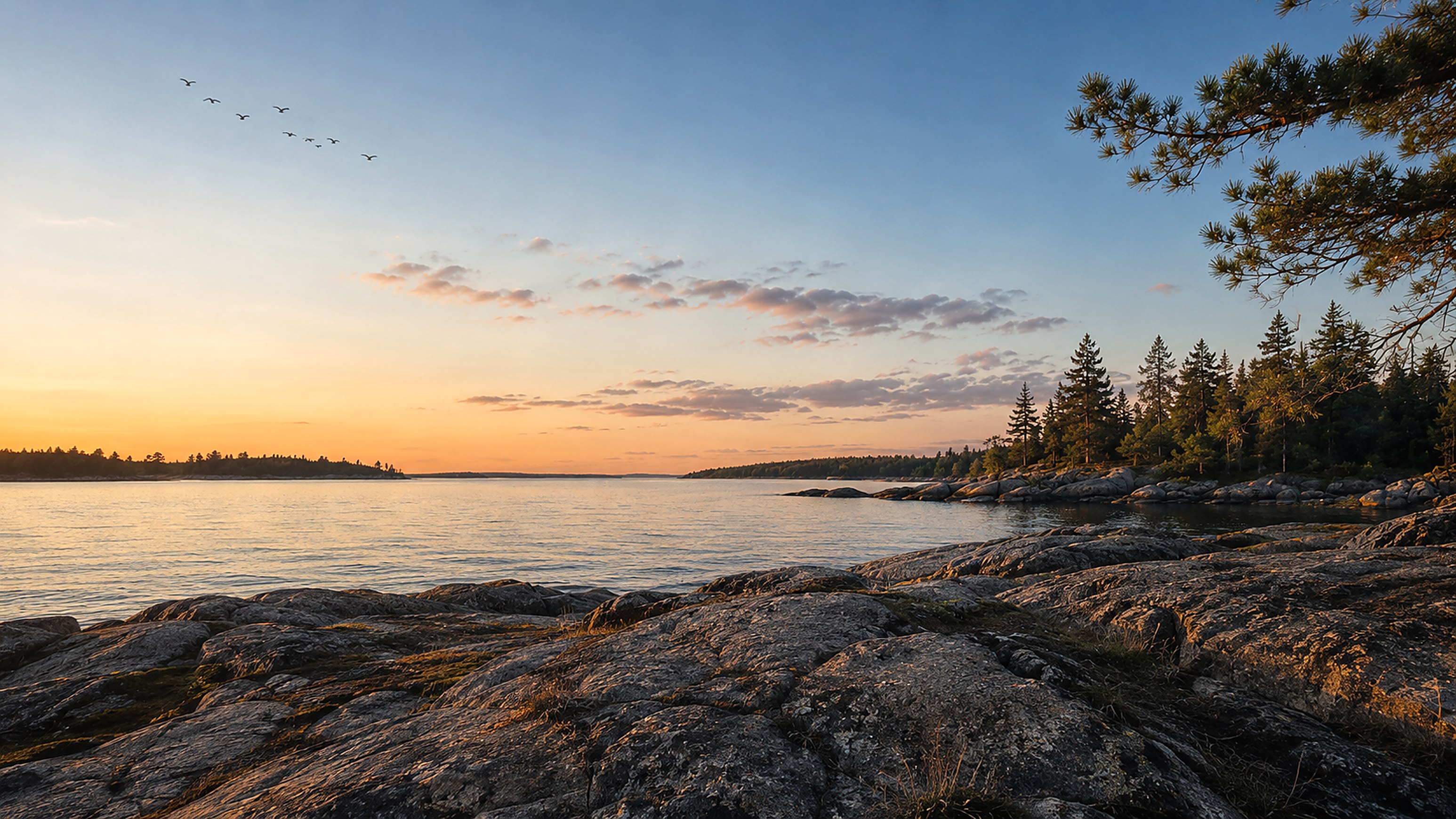 Georgian Bay shoreline at dusk